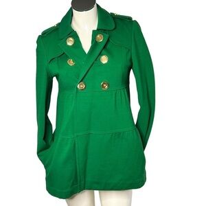 INC International Concept Gold Button Green Peacoat Blazer Women's Size S